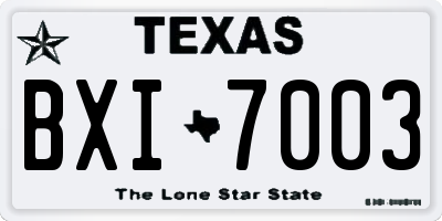TX license plate BXI7003
