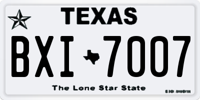 TX license plate BXI7007