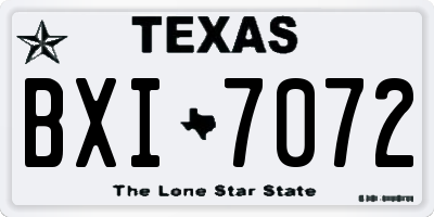 TX license plate BXI7072