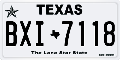 TX license plate BXI7118