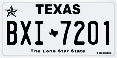 TX license plate BXI7201
