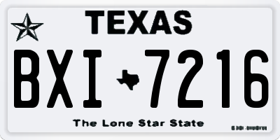 TX license plate BXI7216
