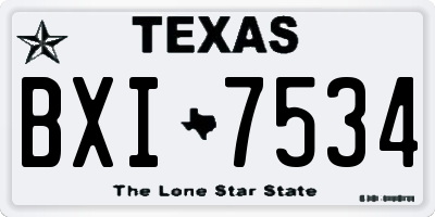 TX license plate BXI7534
