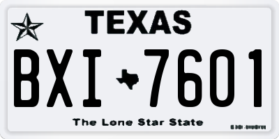TX license plate BXI7601