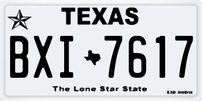 TX license plate BXI7617