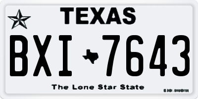 TX license plate BXI7643