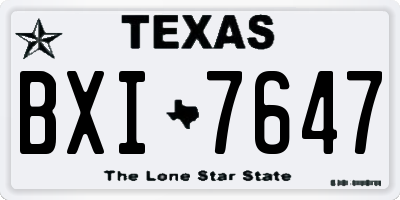 TX license plate BXI7647