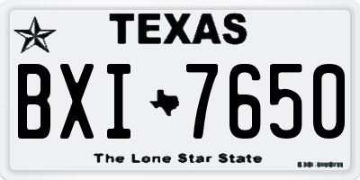 TX license plate BXI7650