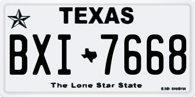 TX license plate BXI7668