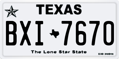 TX license plate BXI7670