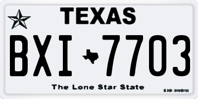 TX license plate BXI7703