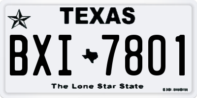 TX license plate BXI7801