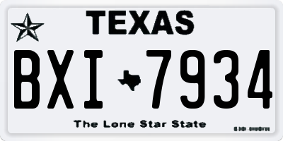 TX license plate BXI7934