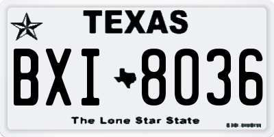 TX license plate BXI8036