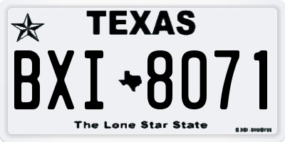 TX license plate BXI8071