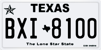TX license plate BXI8100