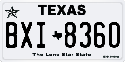 TX license plate BXI8360