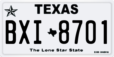 TX license plate BXI8701