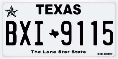 TX license plate BXI9115