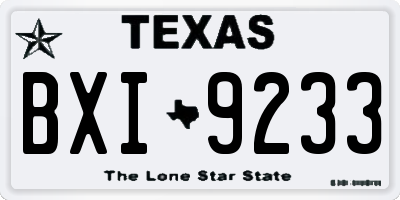 TX license plate BXI9233