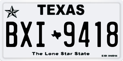 TX license plate BXI9418