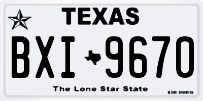 TX license plate BXI9670