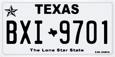 TX license plate BXI9701