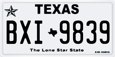 TX license plate BXI9839