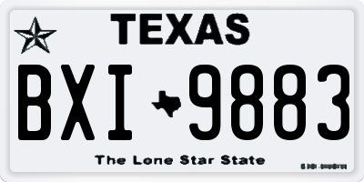 TX license plate BXI9883