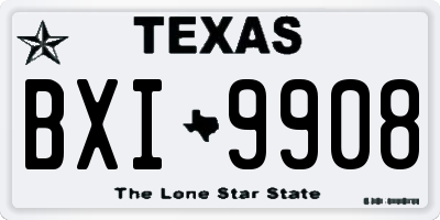 TX license plate BXI9908