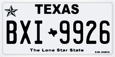 TX license plate BXI9926