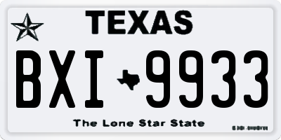 TX license plate BXI9933