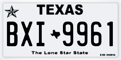 TX license plate BXI9961