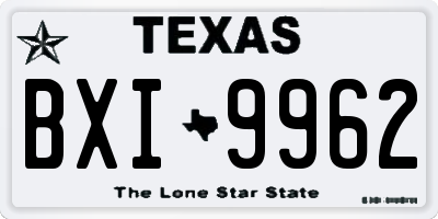 TX license plate BXI9962