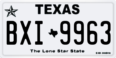 TX license plate BXI9963