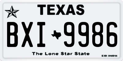 TX license plate BXI9986