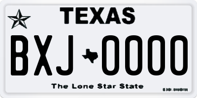 TX license plate BXJ0000