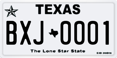 TX license plate BXJ0001