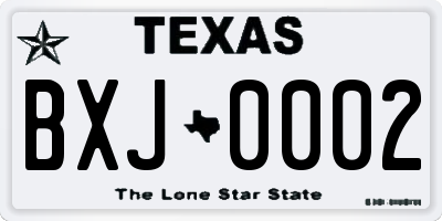 TX license plate BXJ0002