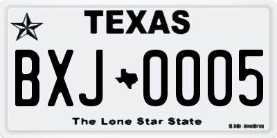 TX license plate BXJ0005