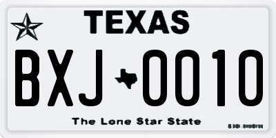 TX license plate BXJ0010