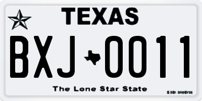 TX license plate BXJ0011