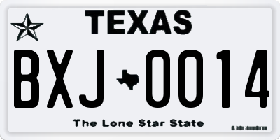 TX license plate BXJ0014