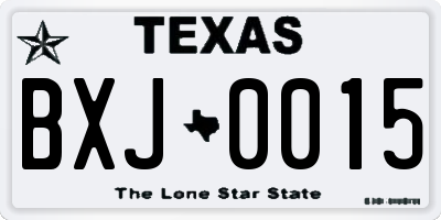 TX license plate BXJ0015