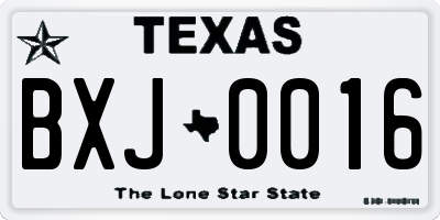 TX license plate BXJ0016