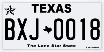 TX license plate BXJ0018