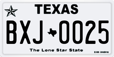 TX license plate BXJ0025