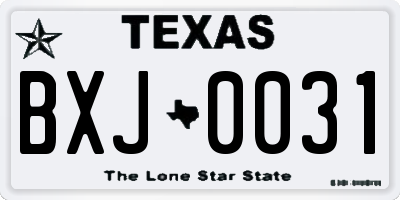 TX license plate BXJ0031