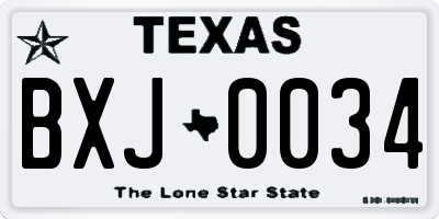 TX license plate BXJ0034