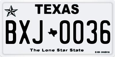 TX license plate BXJ0036